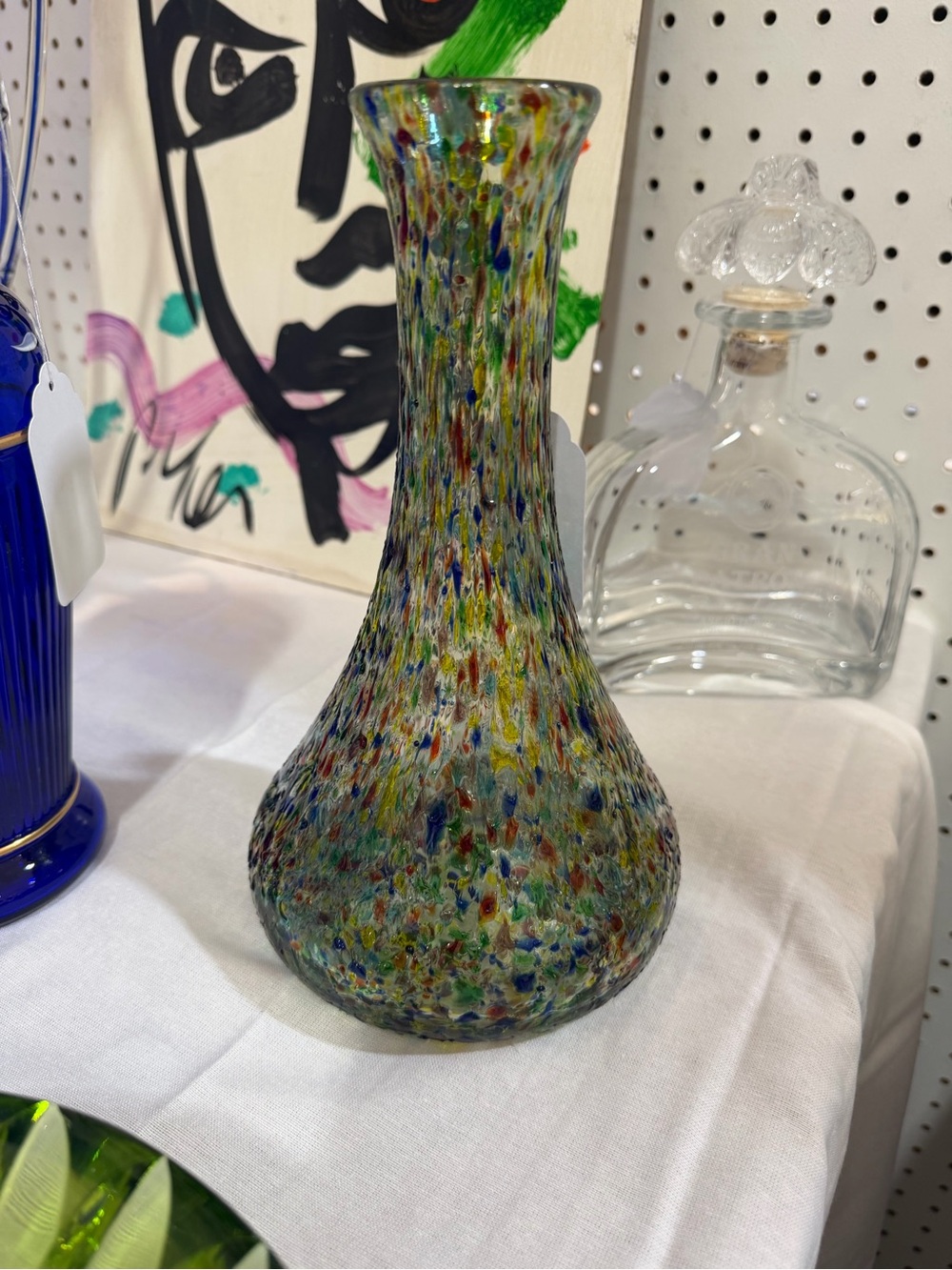 Bambeco Hand Blown Glass Decanter - Art Glass Wine Decanter Approx 9.5" Tall